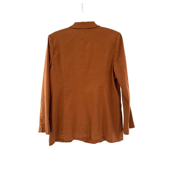 Evereve Alexa Linen Double Breasted‎ V-neckline Brown Blazer M - Picture 3 of 9